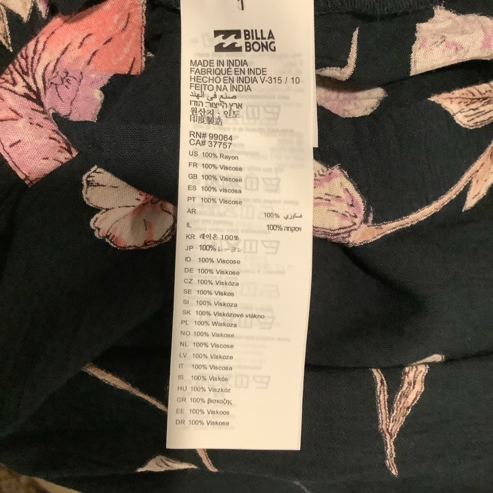 NWT BILLABONG FLORAL MInI OVERSIZED XS - Picture 6 of 7